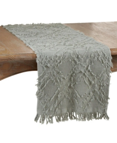 Saro Lifestyle Fringe Waffle Weave Runner In Gray