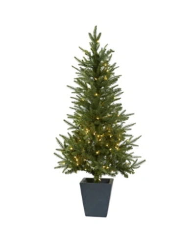 Nearly Natural 4.5-ft. Christmas Tree With Clear Lights And Decorative Planter In Green