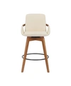 Armen Living Baylor Swivel Wood Bar Or Counter Height Stool In Cream