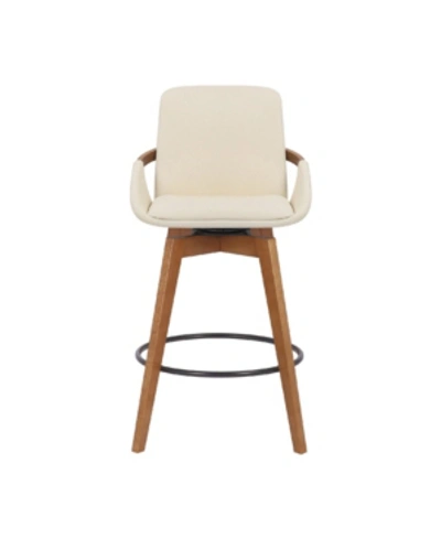 Armen Living Baylor Swivel Wood Bar Or Counter Height Stool In Cream