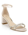 Jewel Badgley Mischka Women's Joanne Block Heel Evening Sandals In Champagne Satin