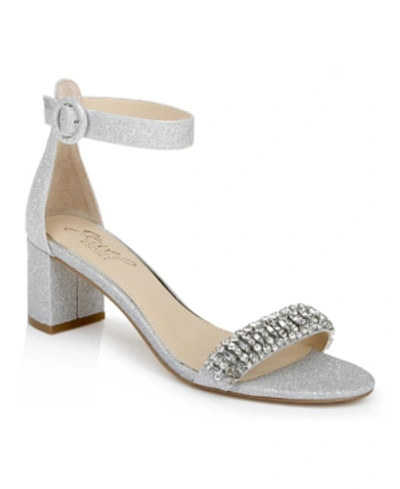 Jewel Badgley Mischka James Womens Dressy Rhinestones Ankle Strap In Silver Glitter
