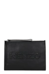 KENZO CLUTCH IN BLACK LEATHER,FA65PM502L4599