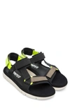 Camper Oruga Flats In Black Synthetic Fibers In Black/ Lime