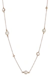 Anzie 14k Gold Cleo 7-8mm Cultured Pearl & Stone Necklace In White/ Gold