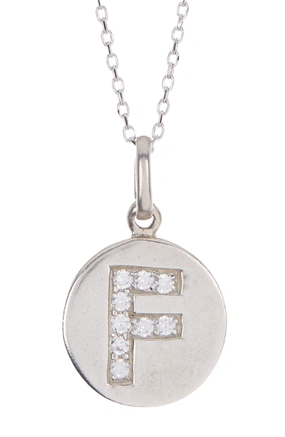 Anzie Sterling Silver Pave White Topaz Initial Round Pendant Necklace In White/ Silver
