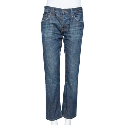 Pre-owned Gucci Blue Denim Zipped Pocket Detail Jeans L