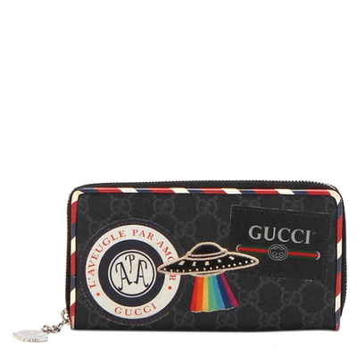 Pre-owned Gucci Black Gg Supreme Canvas Night Courier Wallet