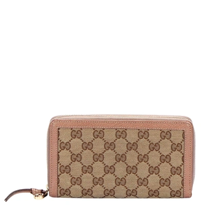 Pre-owned Gucci Brown Gg Canvas Long Wallet