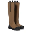 Ganni Brown Recycled Rubber Country Tall Boots In 米色