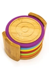 Berghoff International Silicone Rim Bamboo 6-piece Coaster Set In Brown