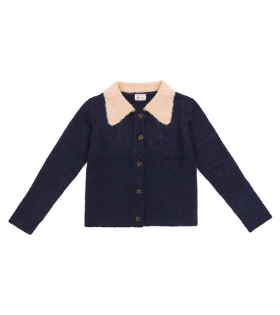 Morley Kids' Octavia Lama Wool-blend Cardigan In Blue