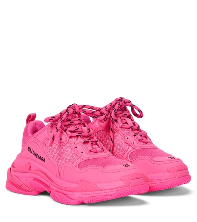 Balenciaga Kid's Triple S Tonal Chunky Sneakers, Toddler/kids In Pink