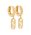 Fendi Gold-plated O'lock Crystal Hoop Earrings In Gold