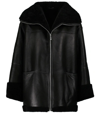 TOTÊME SHEARLING-LINED LEATHER JACKET,P00611404