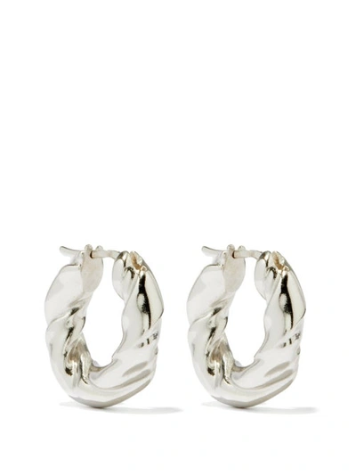 Loewe Twisted Sterling-silver Hoop Earrings In Rhodium