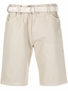 OFF-WHITE BEIGE LOW CROTCH BELTED SHORTS