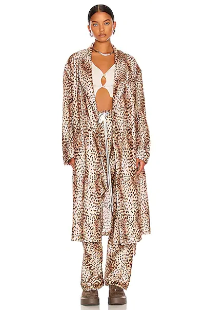 R13 Shredded Seam Robe In Cheetah