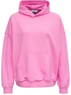 Balenciaga Wide Fit Embroidered Logo Cotton Hoodie In Pink