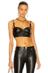 Versace Embellished Jersey-paneled Leather Bustier Top In Nero