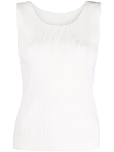 Issey Miyake Ribbed Sleeveless Vest In White