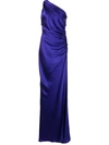 Michelle Mason Asym Gatherered Gown In Violett