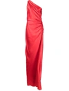 Michelle Mason Asym Silk Gown In Rot