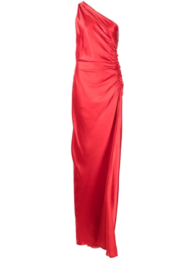 Michelle Mason Asym Silk Gown In Rot