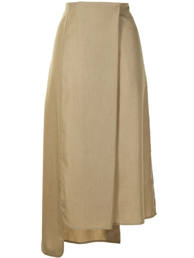 Goen J Wrap Wool-blend Skirt In Braun