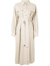 Goen J Faux-suede Belted Dress In Braun