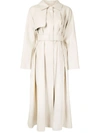 Goen J Faux-leather Belted Trench Coat In Nude