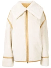 Goen J Oversize-collar Pilot Shearling Jacket In Neutrals