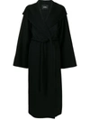 Goen J Tie-waist Wool-blend Double-faced Coat In Schwarz