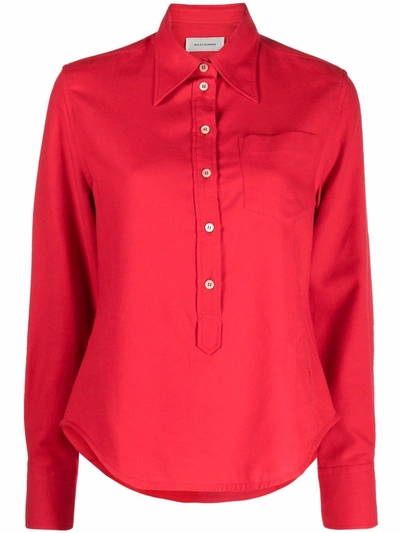 Wales Bonner Three-quarter Placket Fitted Shirt In Rot