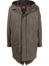 Dondup Concealed Midi Parka Coat In Grün