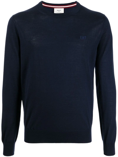 Bally Crew-neck Knit Jumper In Blau