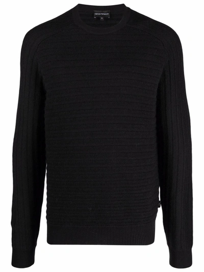 Emporio Armani Virgin Wool Jumper In Black