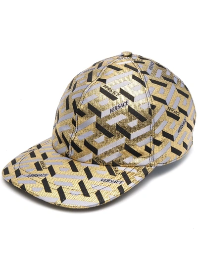 Versace Graphic-print Cap In Gold