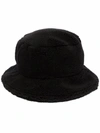 Stand Studio Wera Faux Fur Bucket Hat In Schwarz