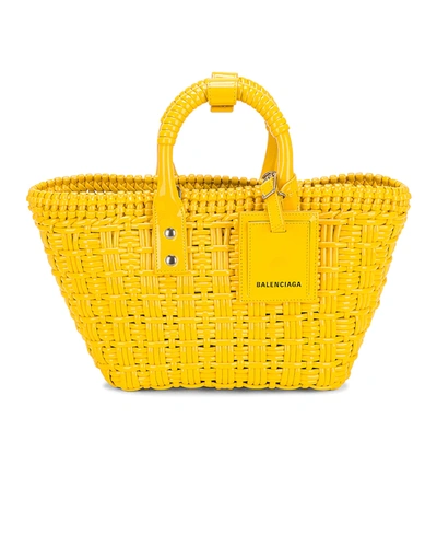 Balenciaga Bistro Xs Basket Faux Leather Tote In Yellow