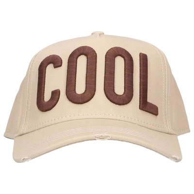 Dsquared2 Cool Patch Cotton Gabardine Cap In Beige