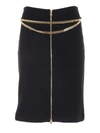 Moschino Draped Chain Cotton Fleece Skirt In Black