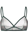 Saint Laurent Sheer Tulle Monogram Bra Green And Bordeaux In 绿色