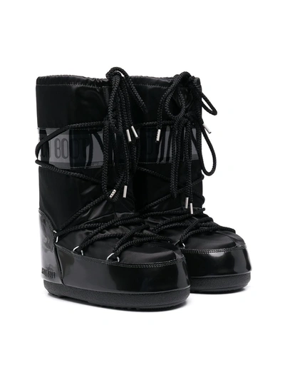 Moon Boot Black Icon Glance Satin Snow Boots