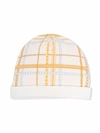 Elisabetta Franchi La Mia Bambina Plaid-check Print Beanie In 白色