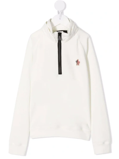 Moncler Grenoble Logo-patch Zip-up Sweatshirt In 白色