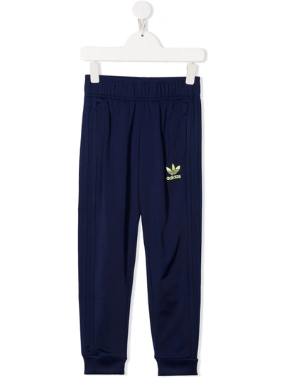 Adidas Originals Logo-print Recycled Polyester Track Trousers In 蓝色