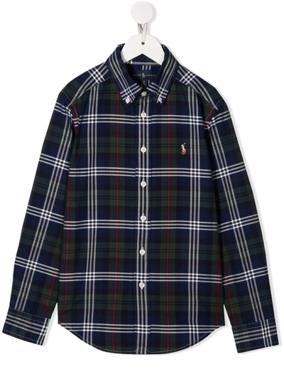 Ralph Lauren Kids' Polo Pony Checked Shirt In 蓝色