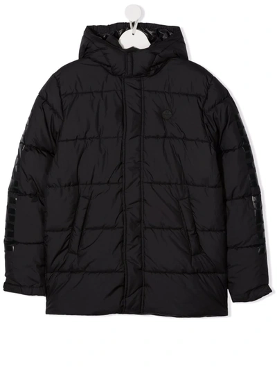 North Sails Teen Recycled Polyester Puffer Coat In 黑色