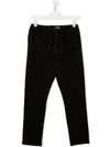 Paolo Pecora Drawstring-waist Cotton Track Trousers In 黑色